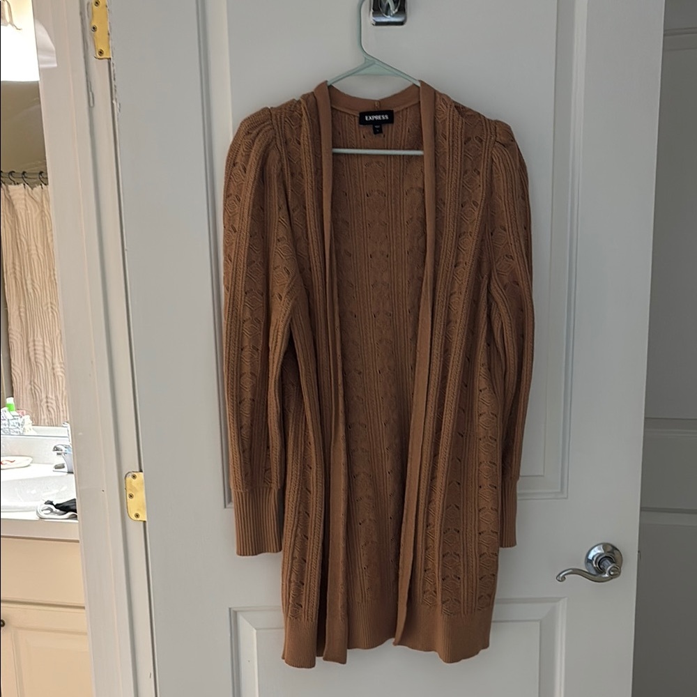 Express Tan Cardigan Sweater with Shawl Collar